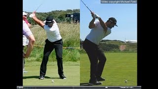 Jon Rahm golf swing  Long Iron faceon amp downtheline July 2017 [upl. by Sakul]