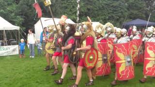 Roman Reenactment at the Amphitheatre in Caerleon Marching In [upl. by Maegan]