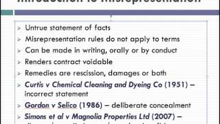 Misrepresentation Lecture 1 of 4 [upl. by Karena742]